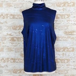 Laura Ashley Sleevesless Turtleneck Sparkly Top